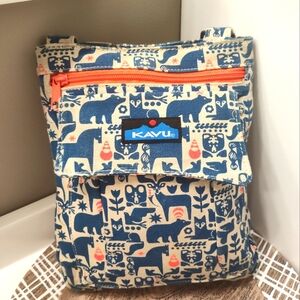 🥰EUC Kavu Keeper Semi Padded Small Sling Canvas Crossbody Bag Animal Print, SM